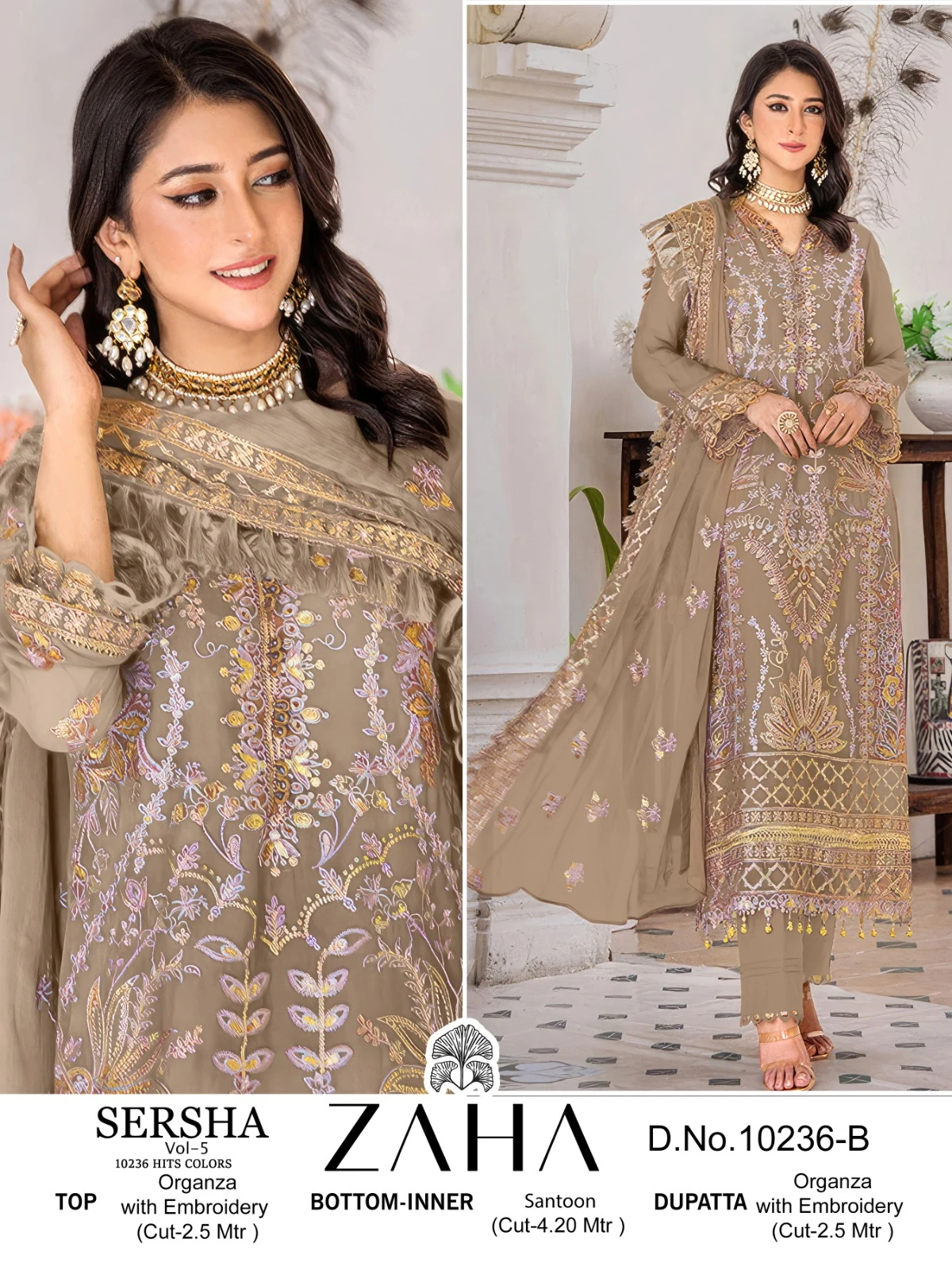 Zaha Sersha Vol 5 Organza Wholesale Pakistani Salwar Suit Catalog — Wholesale Pakistani Suits, MPA wholesale from Surat - Gallery Image 8